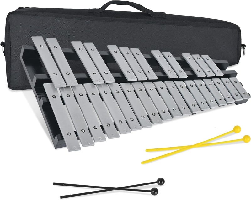 Julymoda 30 Notes Collapsible Glockenspiel Xylophone, Percussion Instrument Kit for Birthdays, Christmas Gift, Professional Bell Kit for Beginner, Includes 2 Mallets and Carrying Bag - Image 1